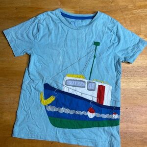 Mini Boden Boat Applique Embroidered Tee Sz 6/7